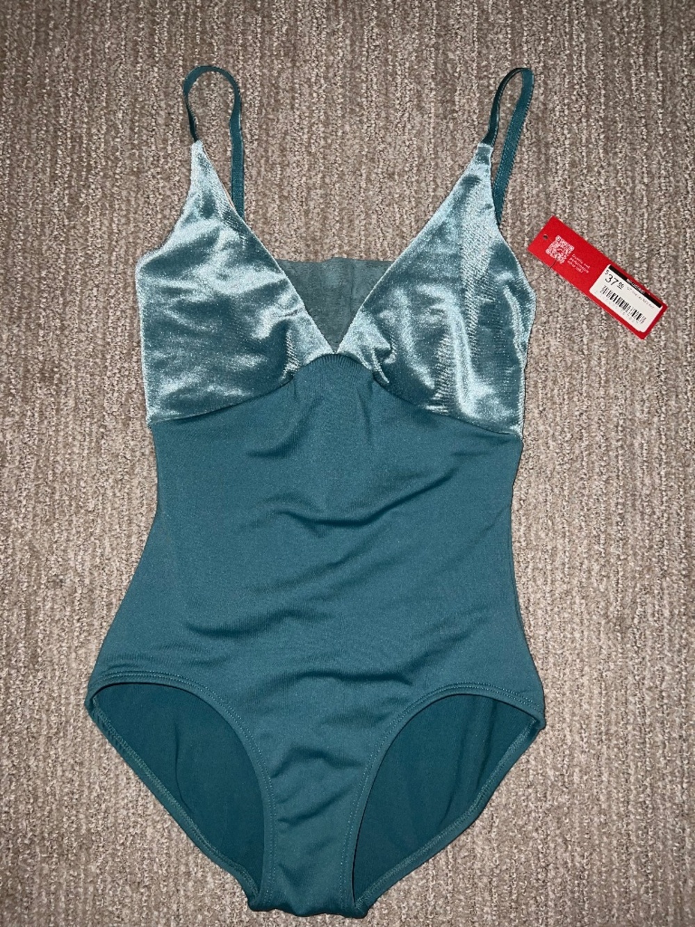 Capezio Topaz Blue Velvet Leotard size AXS